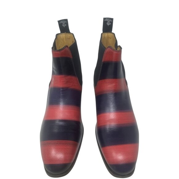 Rare John Fluevog Cairo 2.0 Striped Chelsea Ankle Boots Size 8 Boho Art to Wear - Picture 3 of 12